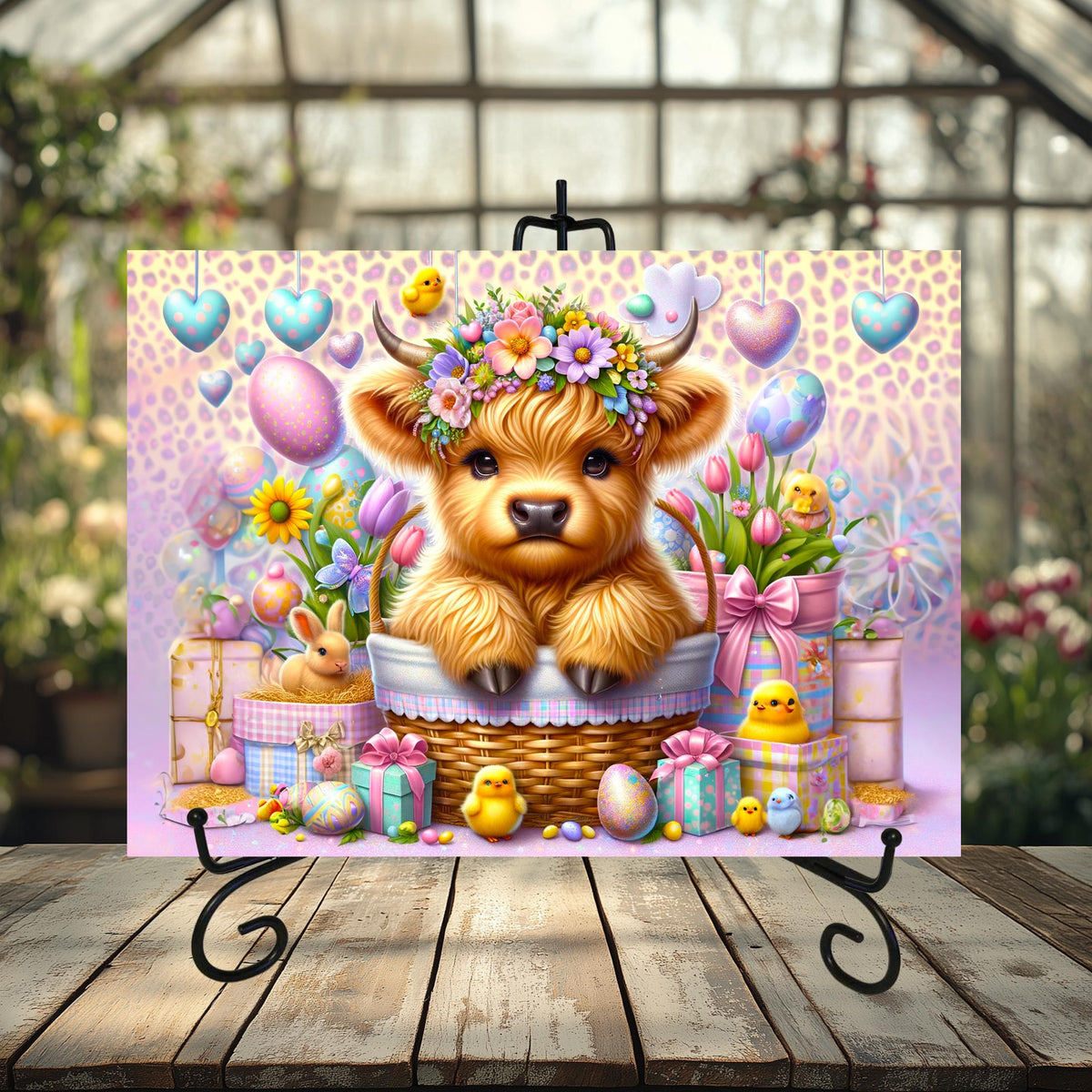 Easter Highland Cow Glass Cutting Boards
