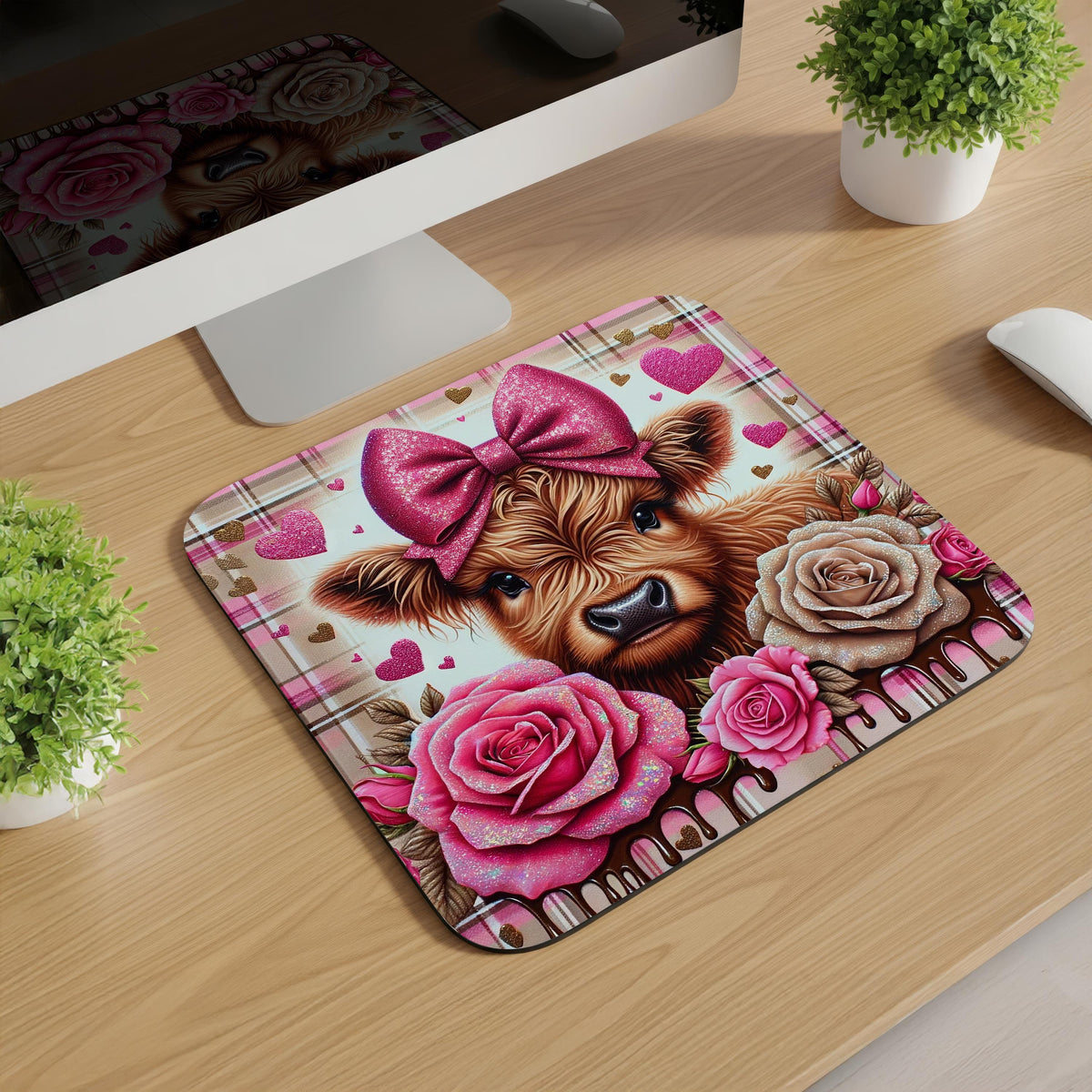 Highland Cow Valentine Mousepads