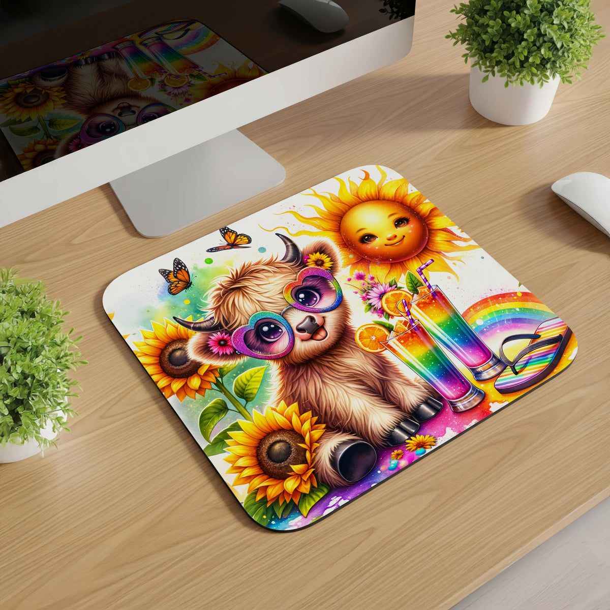 Summer Highland Cow Mousepads