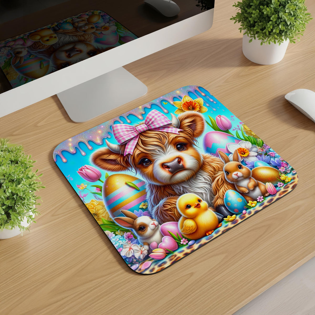 Easter Highland Cow Mousepads