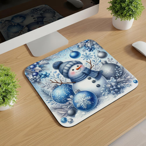 Christmas Snowman Mousepad — Cute Winter Holiday Gift for Coworkers & Teachers, 4 Styles, 8x10 Non-Slip Desk Pad