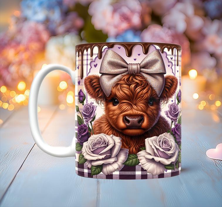 Cute Highland Cow Valentine Mugs (10 styles)