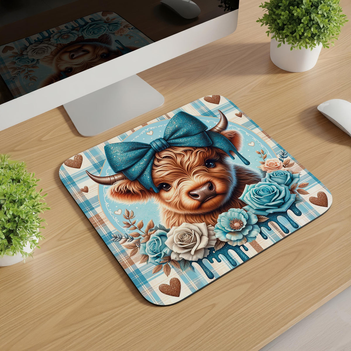 Highland Cow Valentine Mousepads