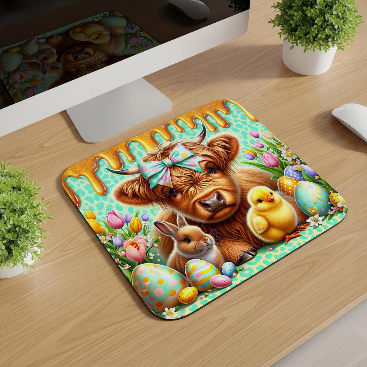 Easter Highland Cow Mousepads