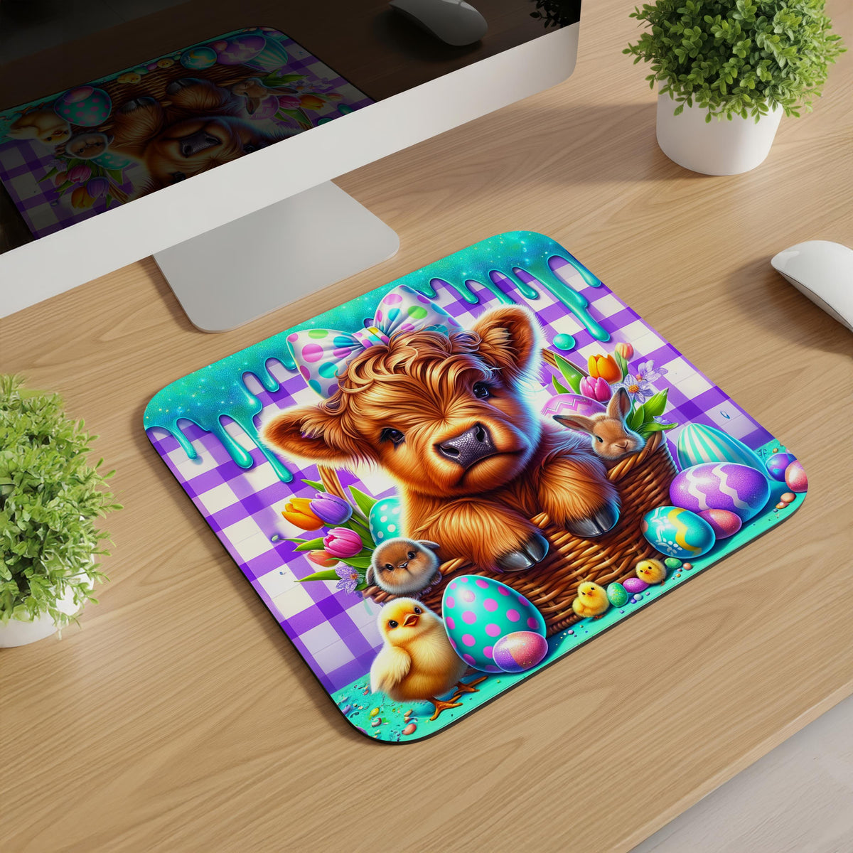 Easter Highland Cow Mousepads
