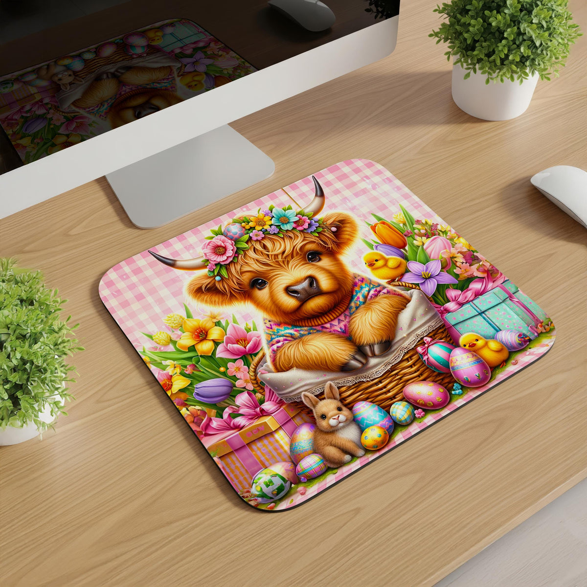 Easter Highland Cow Mousepads