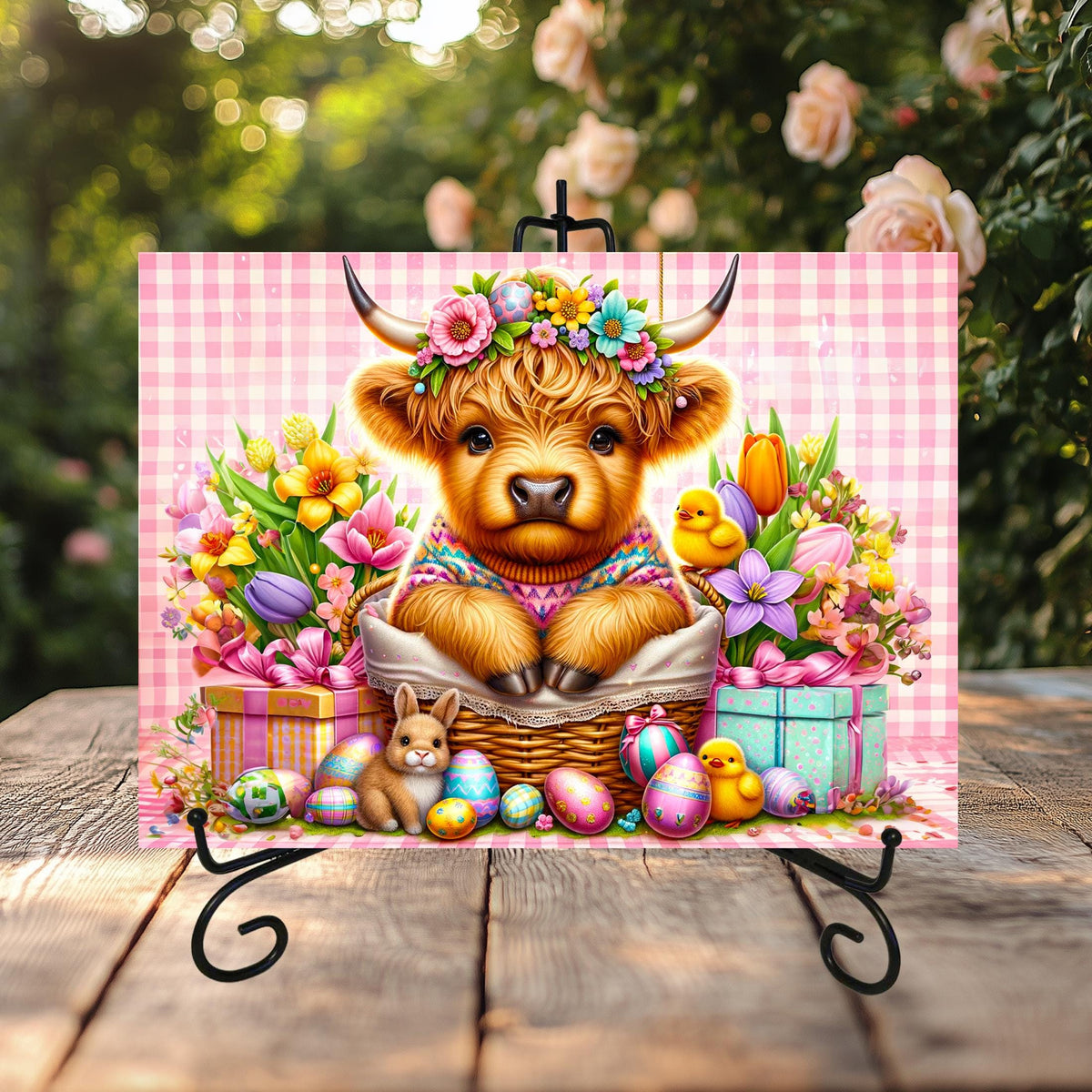 Easter Highland Cow Glass Cutting Boards