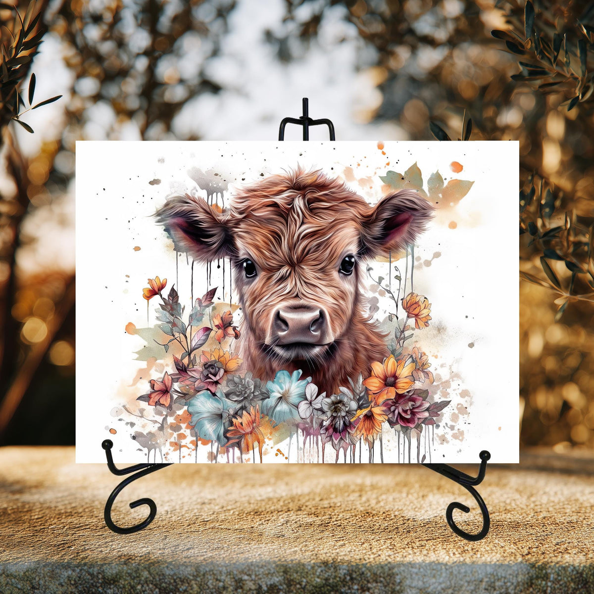 Fall Highland Cow Glass Cutting Boards