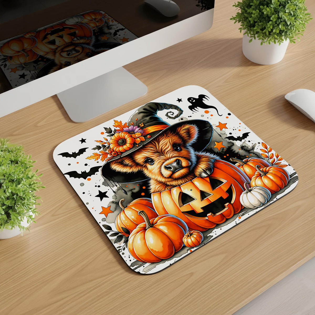 Highland Cow Halloween Mousepads