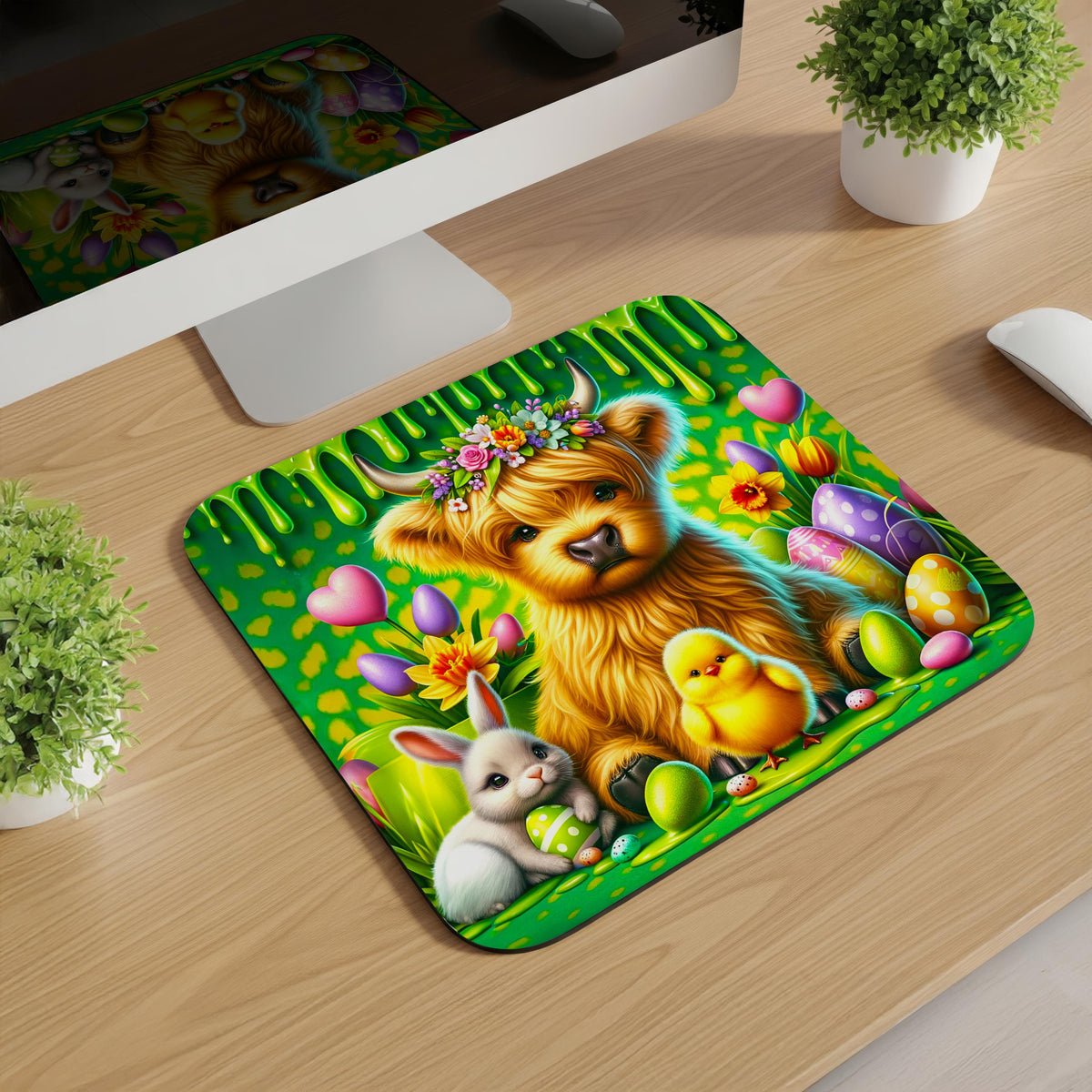 Easter Highland Cow Mousepads