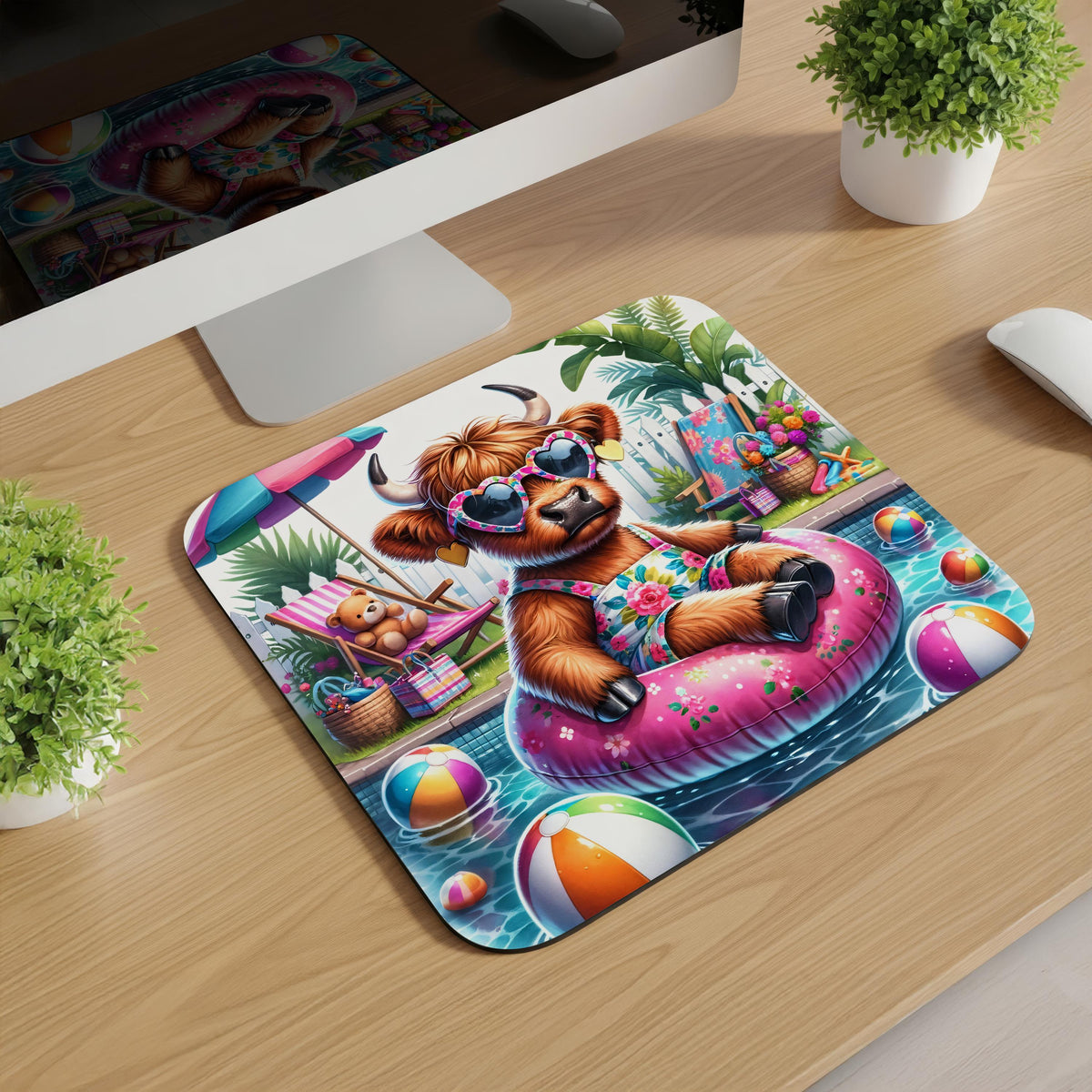 Summer Highland Cow Mousepads
