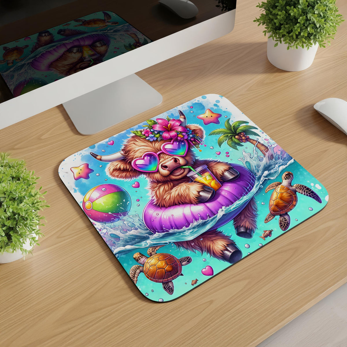 Summer Highland Cow Mousepads