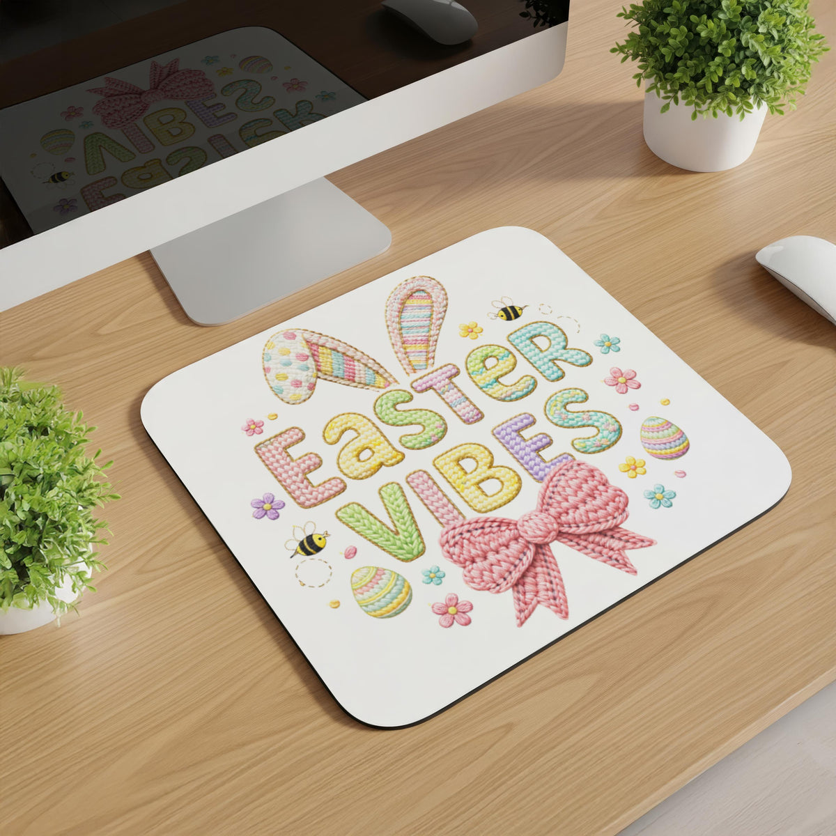 Knitted Happy Easter Image Mousepads