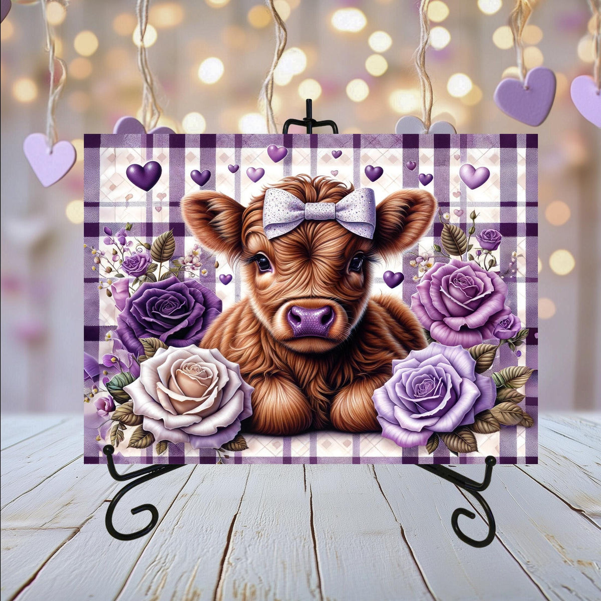 Highland Cow Valentine Cutting Boards
