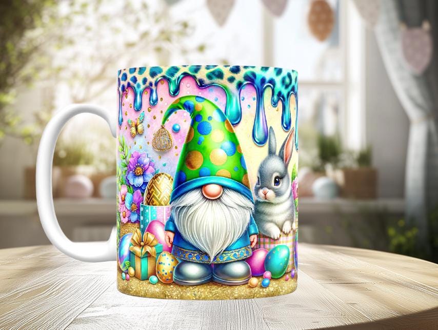 Dripping Paint Easter Gnome Mugs