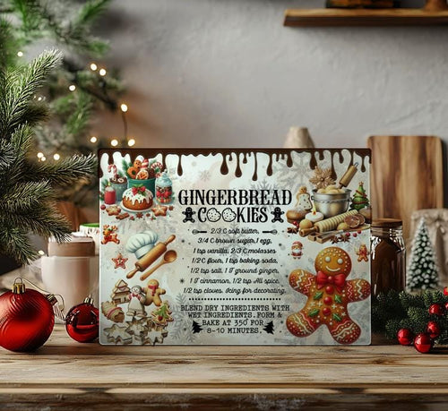 Christmas Recipe Glass Cutting Board — Unique Holiday Kitchen Gift, 8x11 with Stand