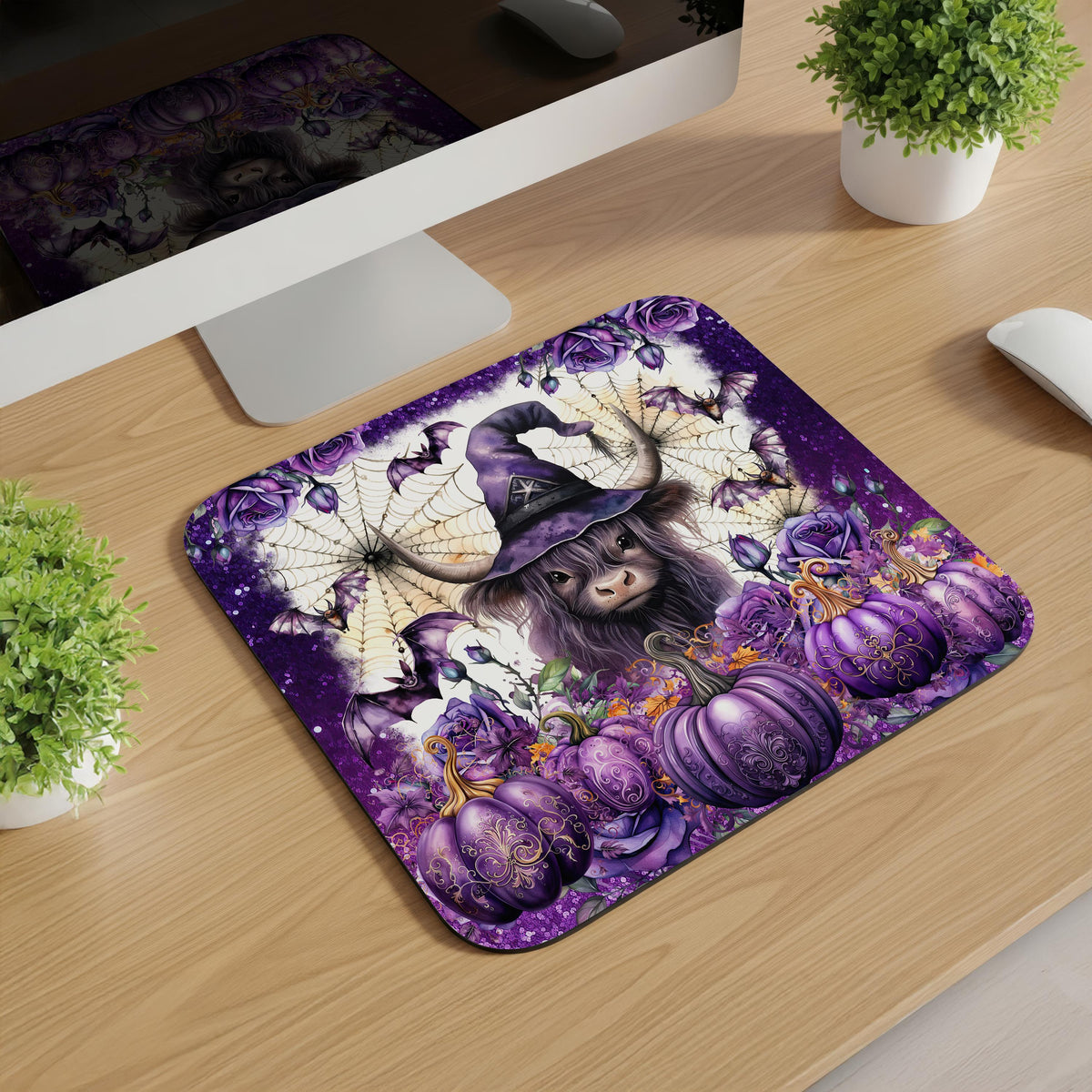 Highland Cow Halloween Mousepads