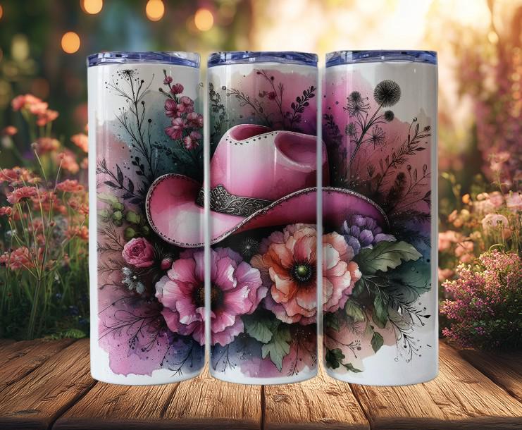 Pink Cowgirl Hat Tumbler
