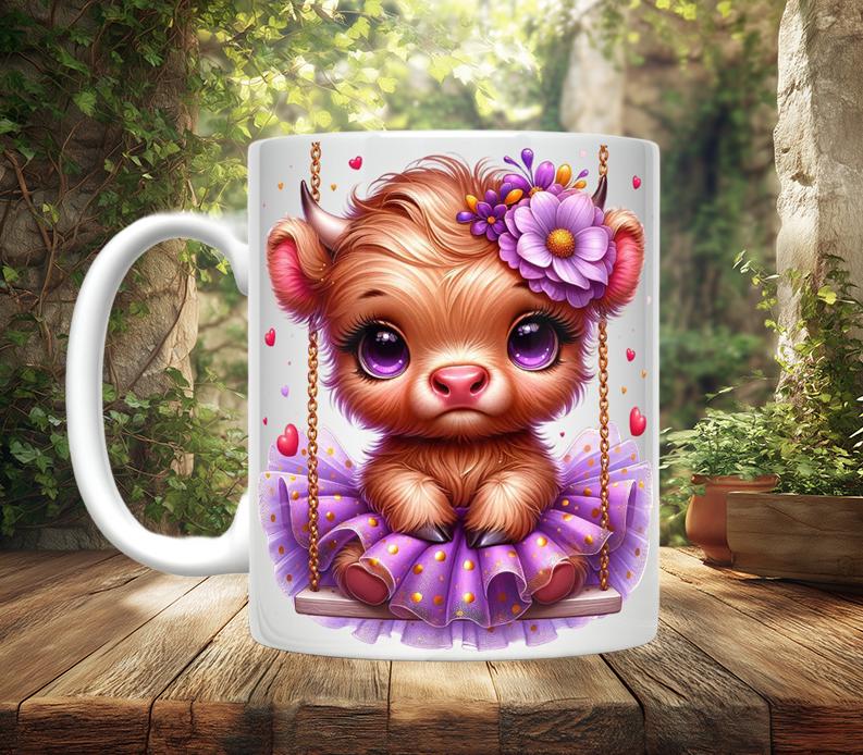 Highland Cow Ceramic Coffee Mug, 11oz/15oz