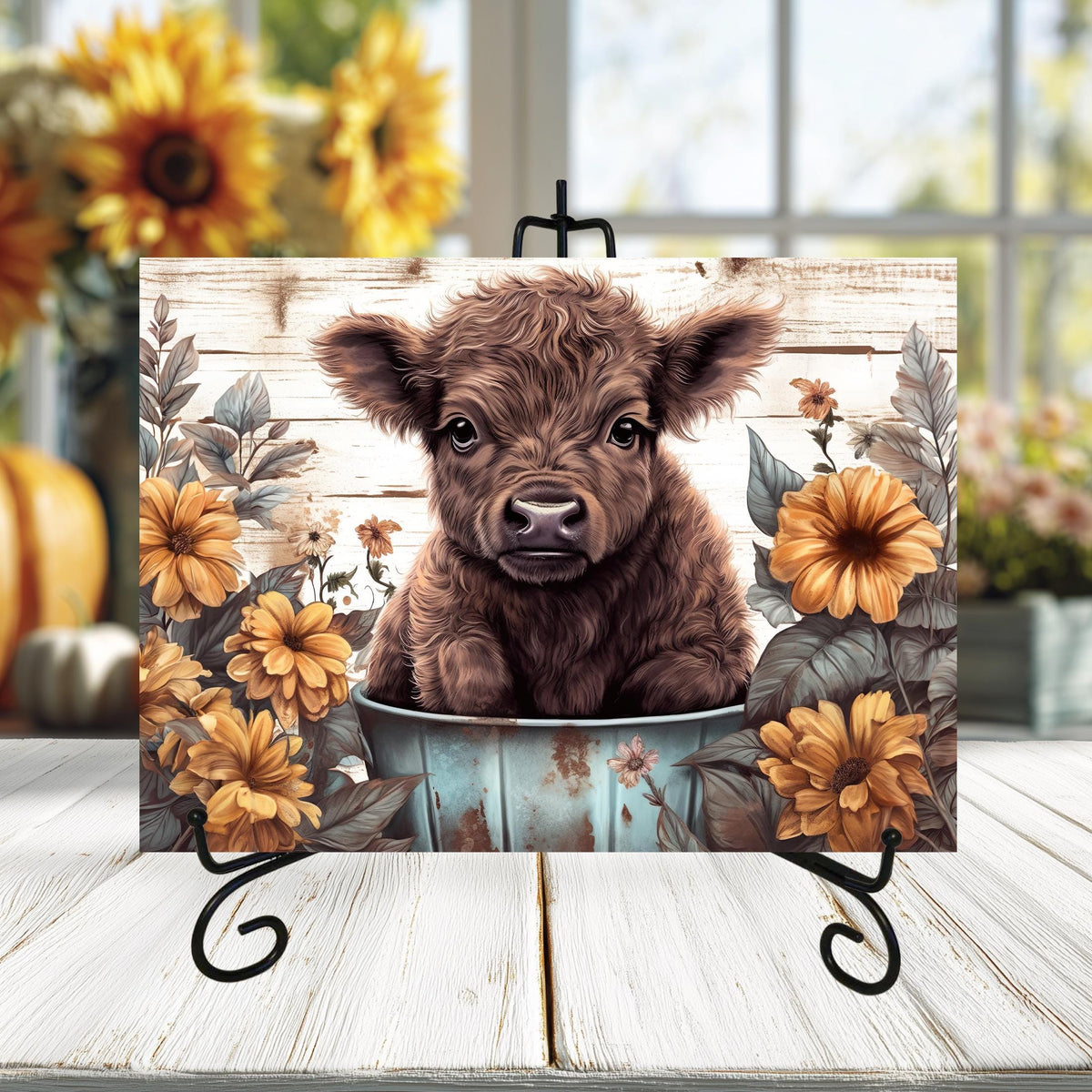 Fall Highland Cow Glass Cutting Boards