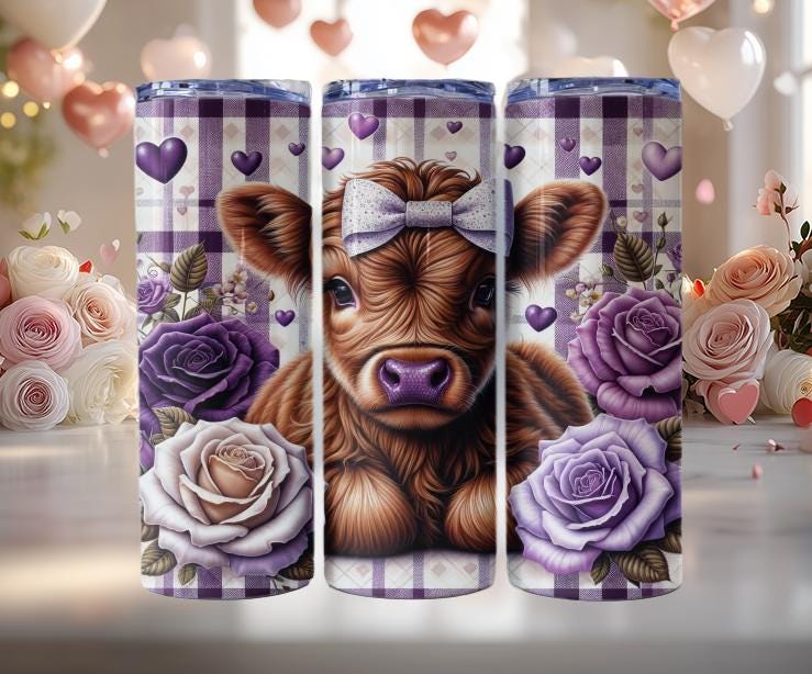 Cute Highland Cow Valentine Tumblers