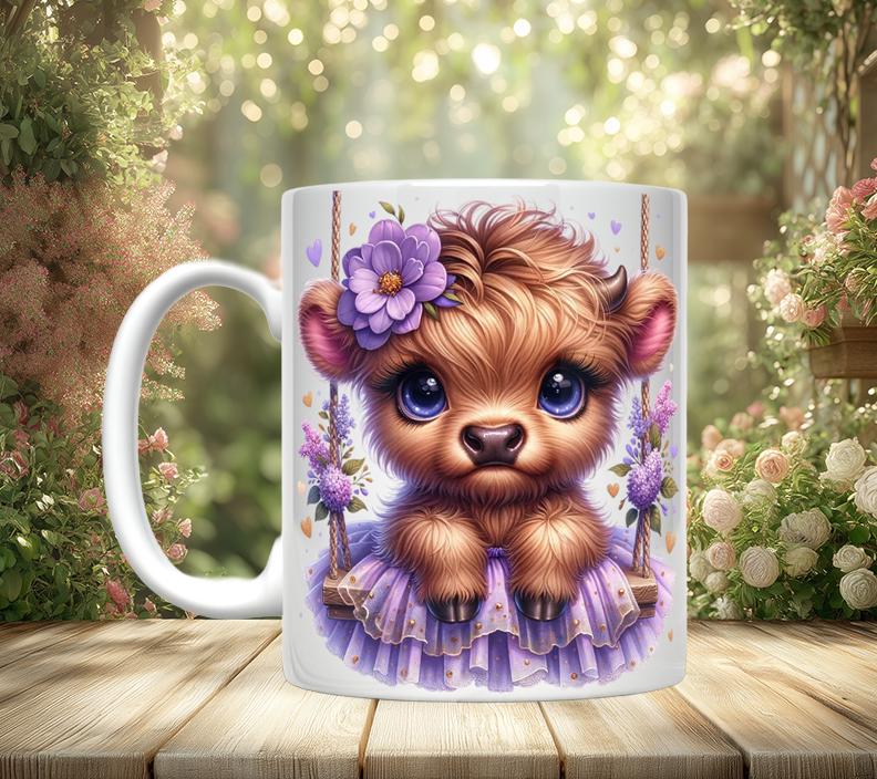 Highland Cow Ceramic Coffee Mug, 11oz/15oz