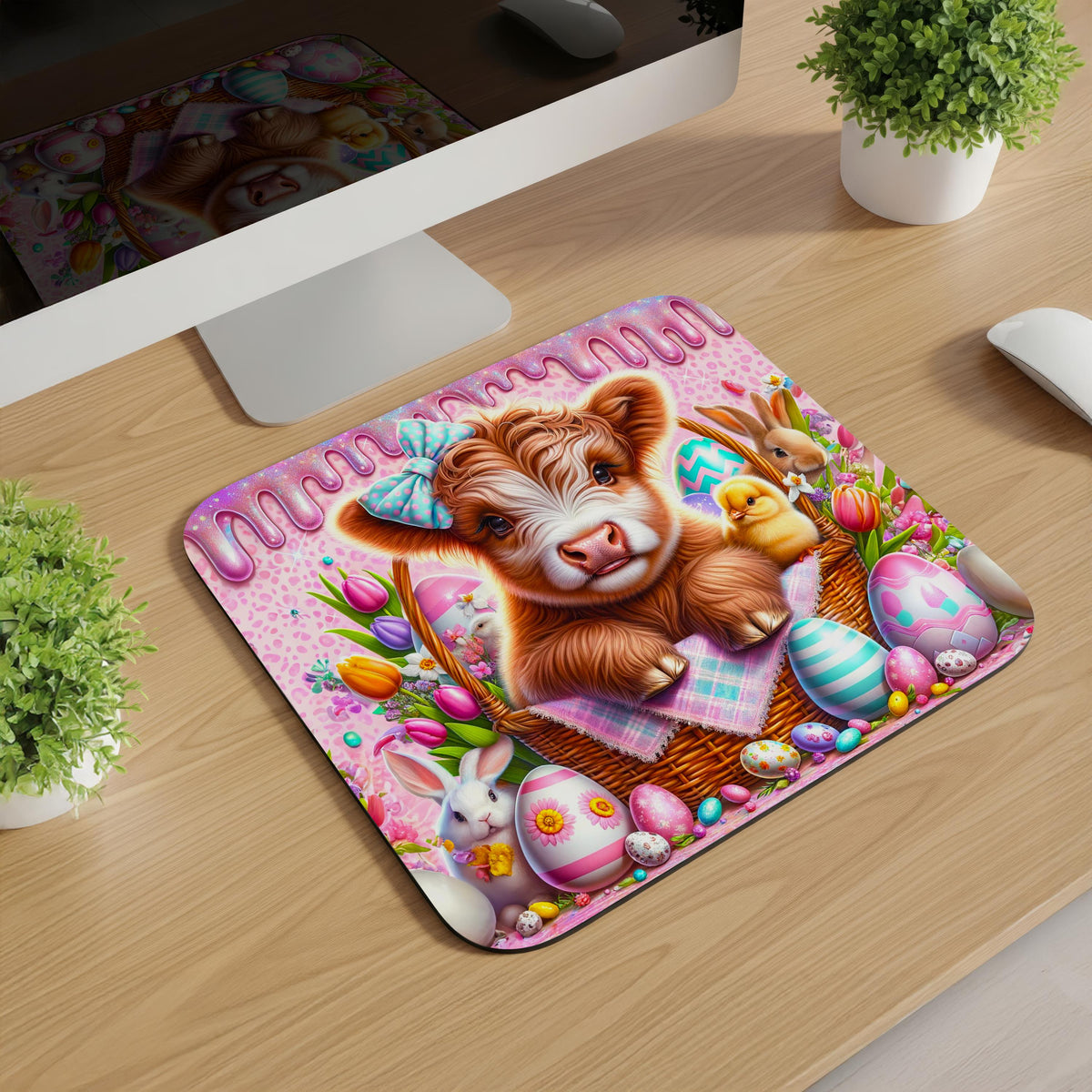 Easter Highland Cow Mousepads