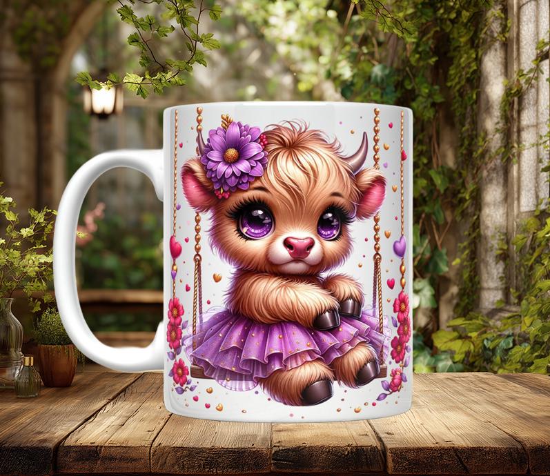 Highland Cow Ceramic Coffee Mug, 11oz/15oz