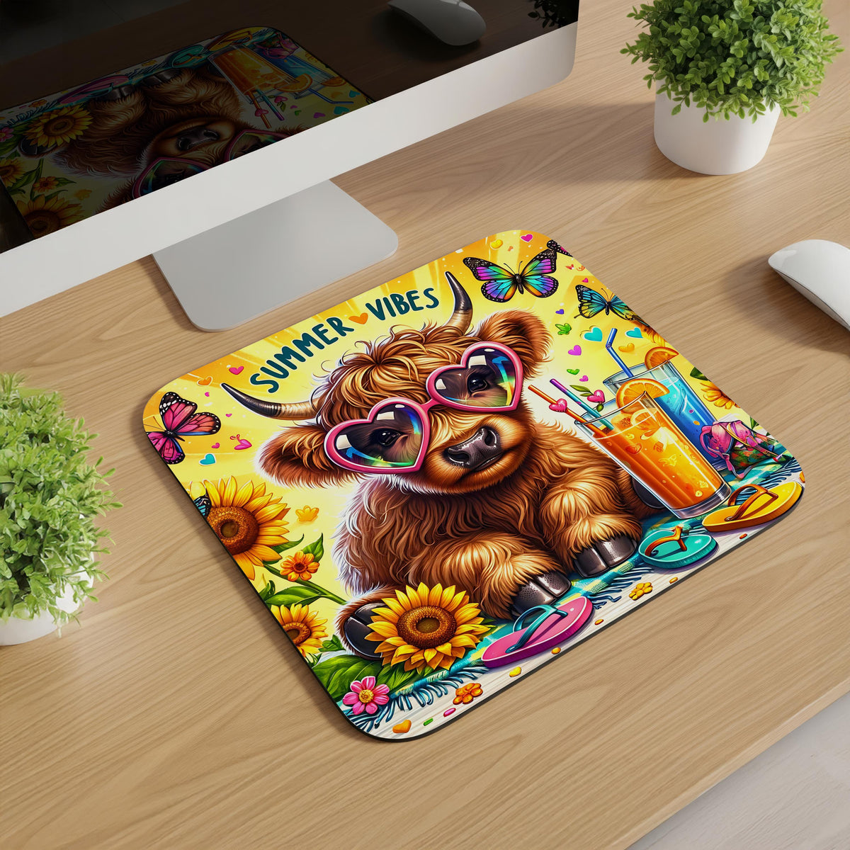 Summer Highland Cow Mousepads