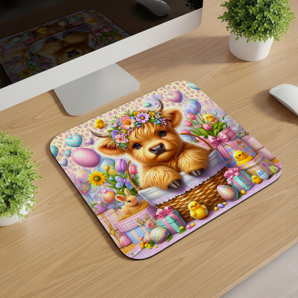 Easter Highland Cow Mousepads