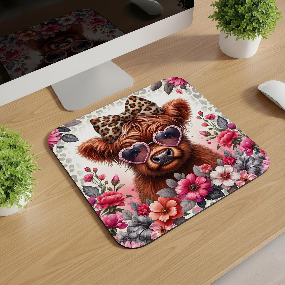 Highland Cow Valentine Mousepads