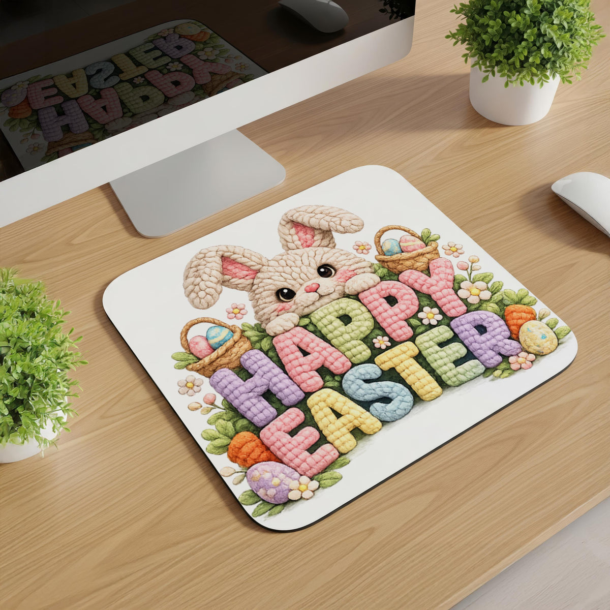 Knitted Happy Easter Image Mousepads