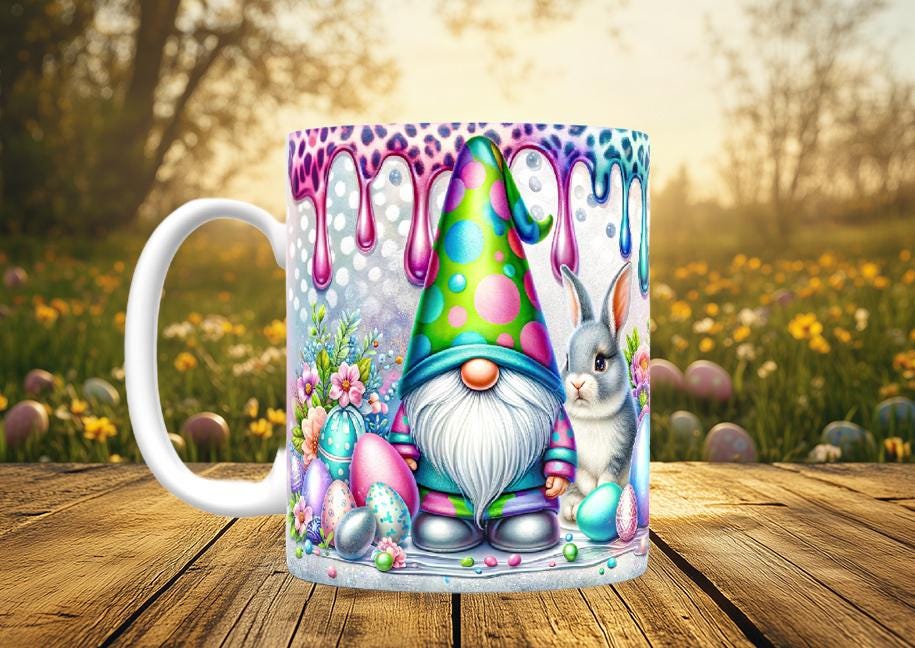 Dripping Paint Easter Gnome Mugs