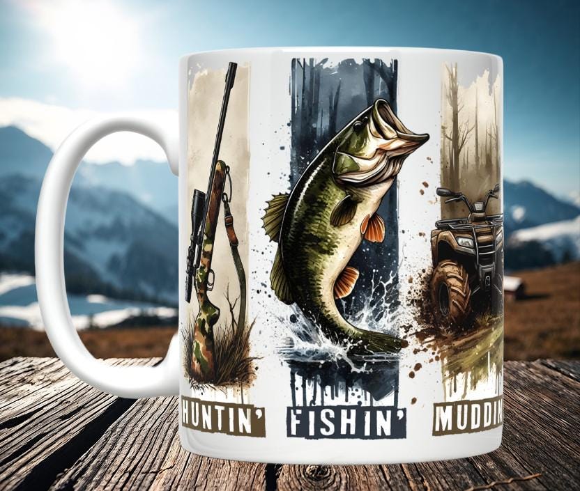 Hunting, Fishing, Mudding Vertical Design Mug