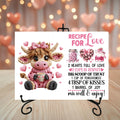 Recipe For Love Highland Cow Glass Cutting Board