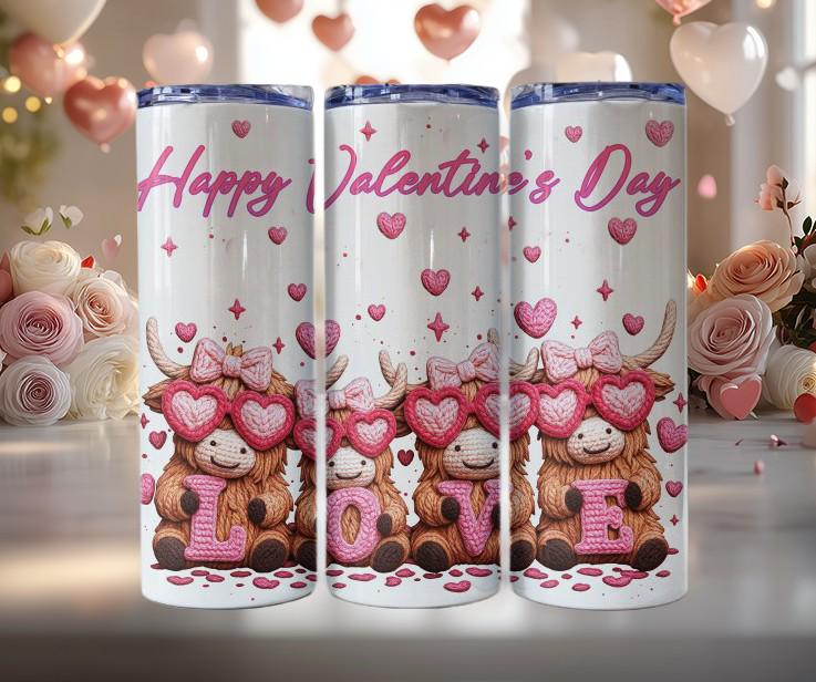 Happy Valentine's Day Highland Cows Tumbler
