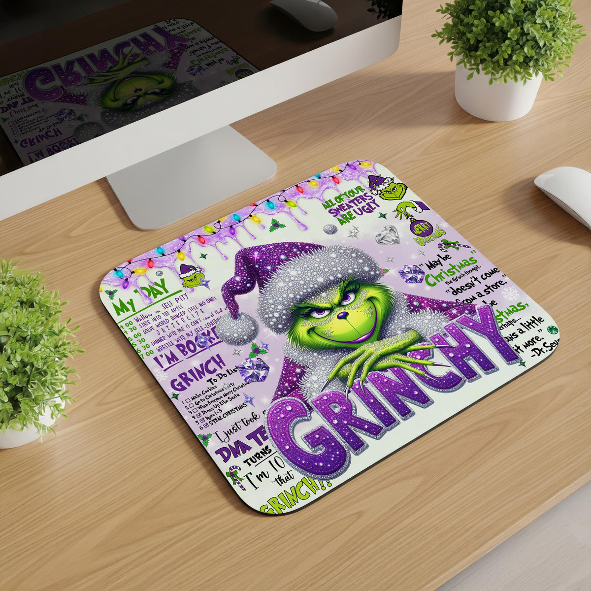 Purple or Blue Grinch Mousepad