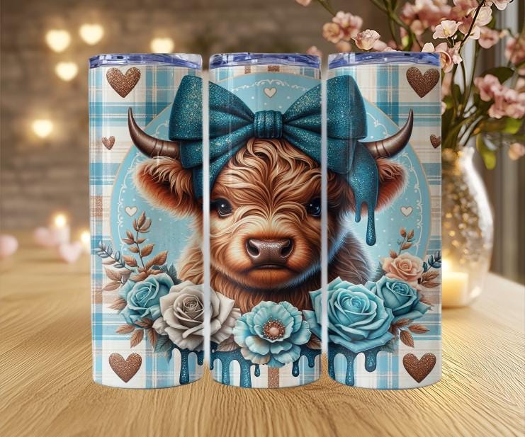 Cute Highland Cow Valentine Tumblers