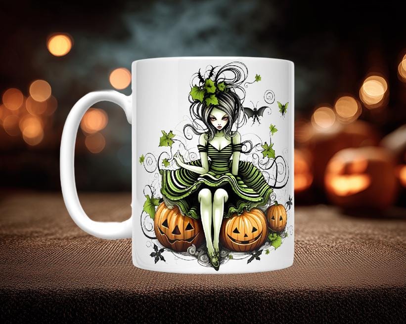Green Halloween Fairy Mugs