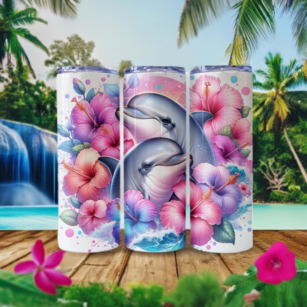 Dolphin Tumbler | Stainless Steel Insulated Cup with Lid