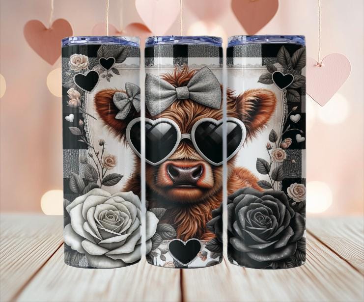 Cute Highland Cow Valentine Tumblers