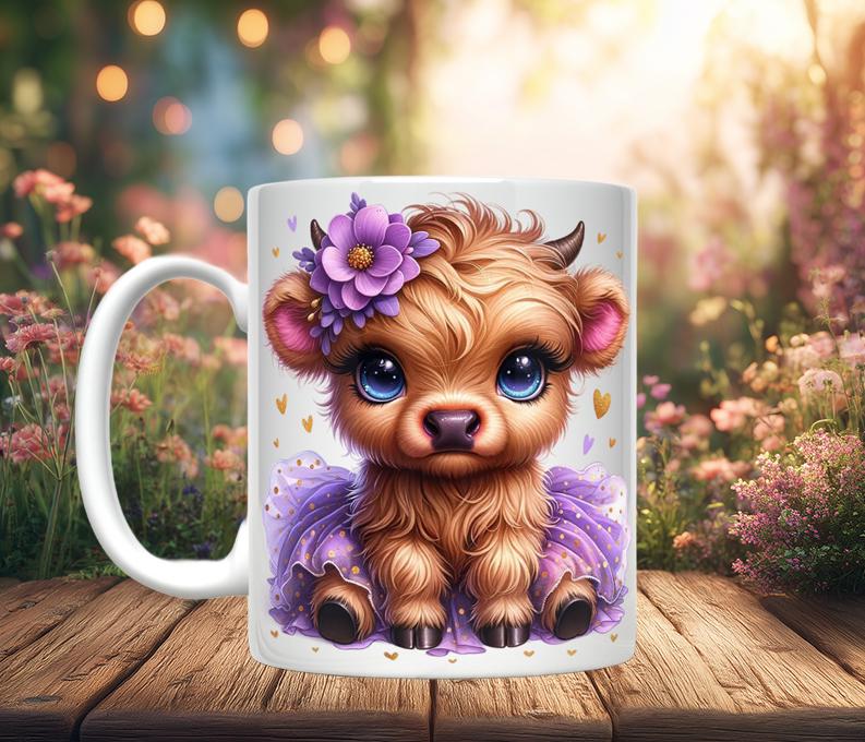 Highland Cow Ceramic Coffee Mug, 11oz/15oz
