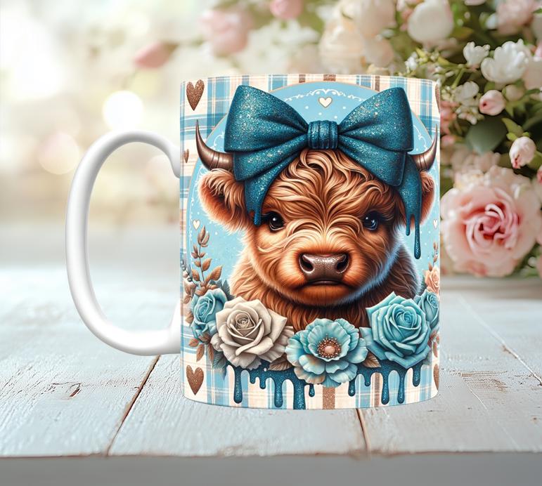 Cute Highland Cow Valentine Mugs (10 styles)