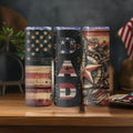 Patriotic Dad Tumbler: Stainless Steel Travel Mug with Lid & Straw