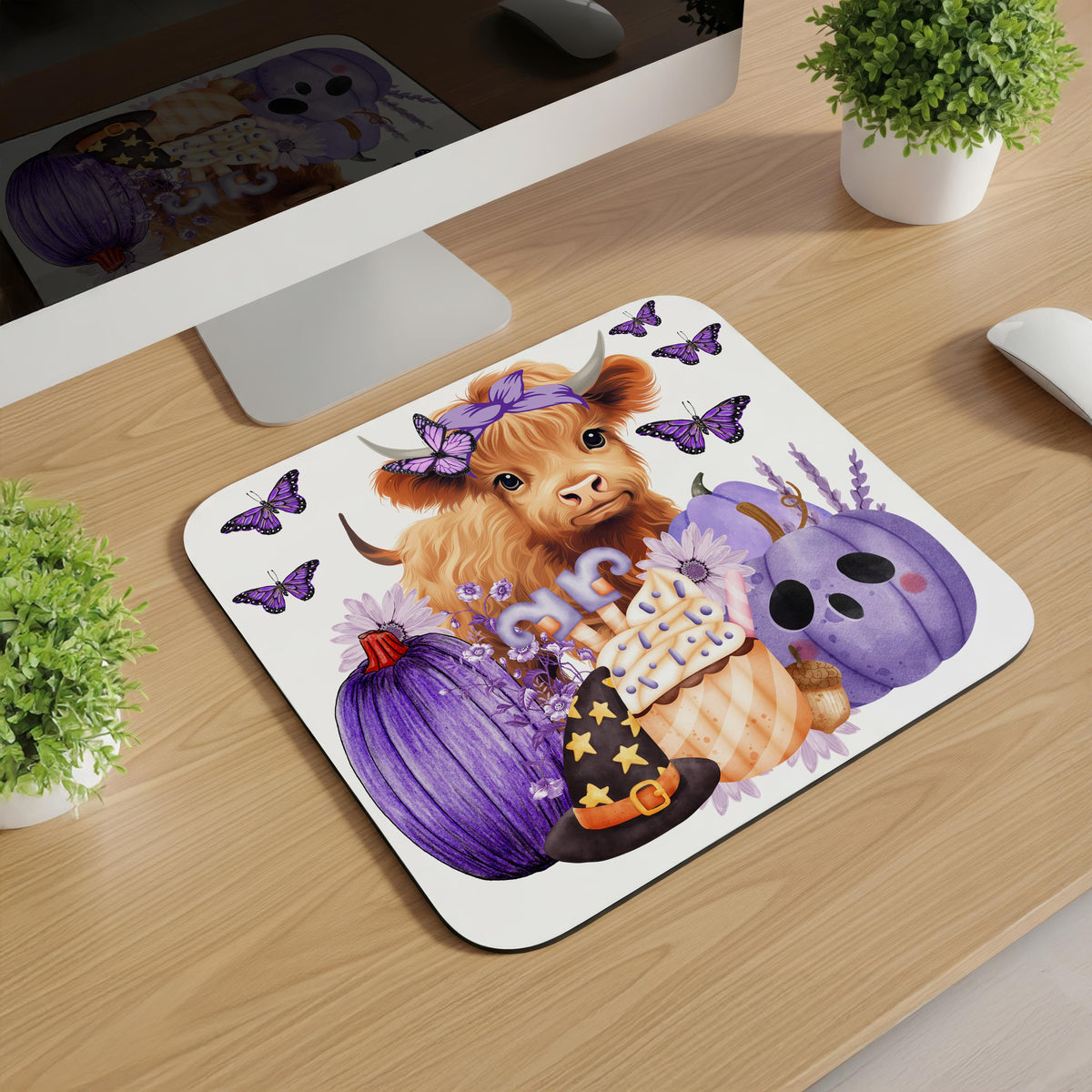 Highland Cow Halloween Mousepads