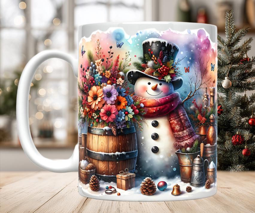 Christmas Snowman with Top Hat Mug