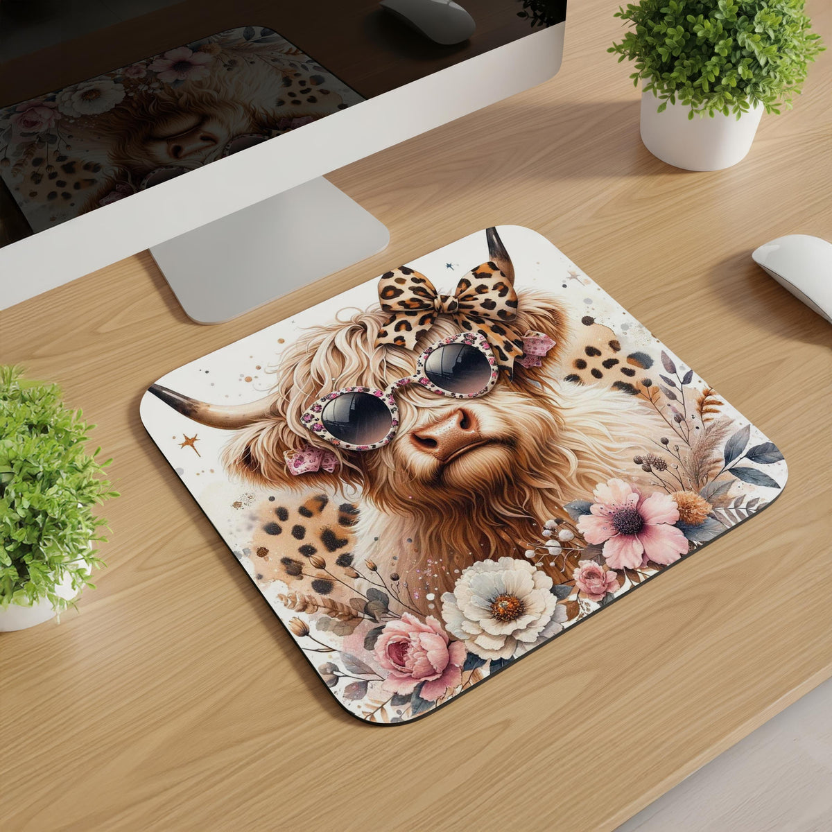 Spring Highland Cow Mousepads