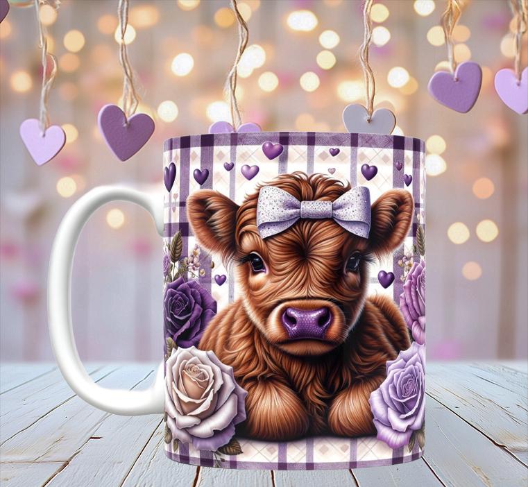 Cute Highland Cow Valentine Mugs (10 styles)