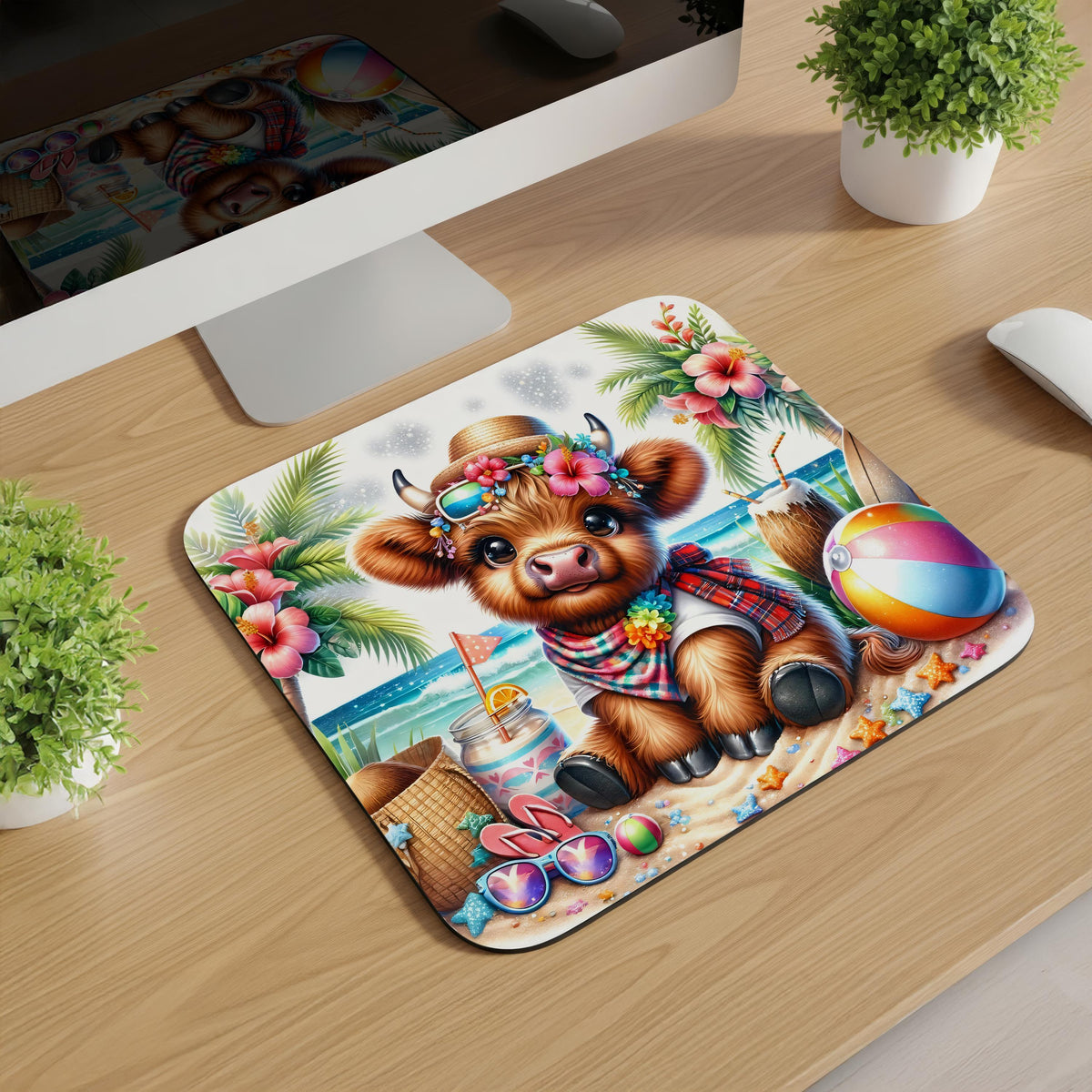 Summer Highland Cow Mousepads