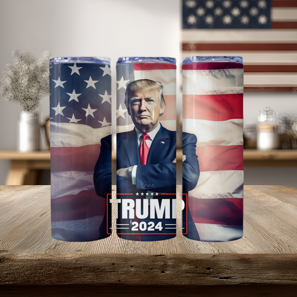 Trump Tumbler: Stainless Steel Travel Mug with Lid & Straw